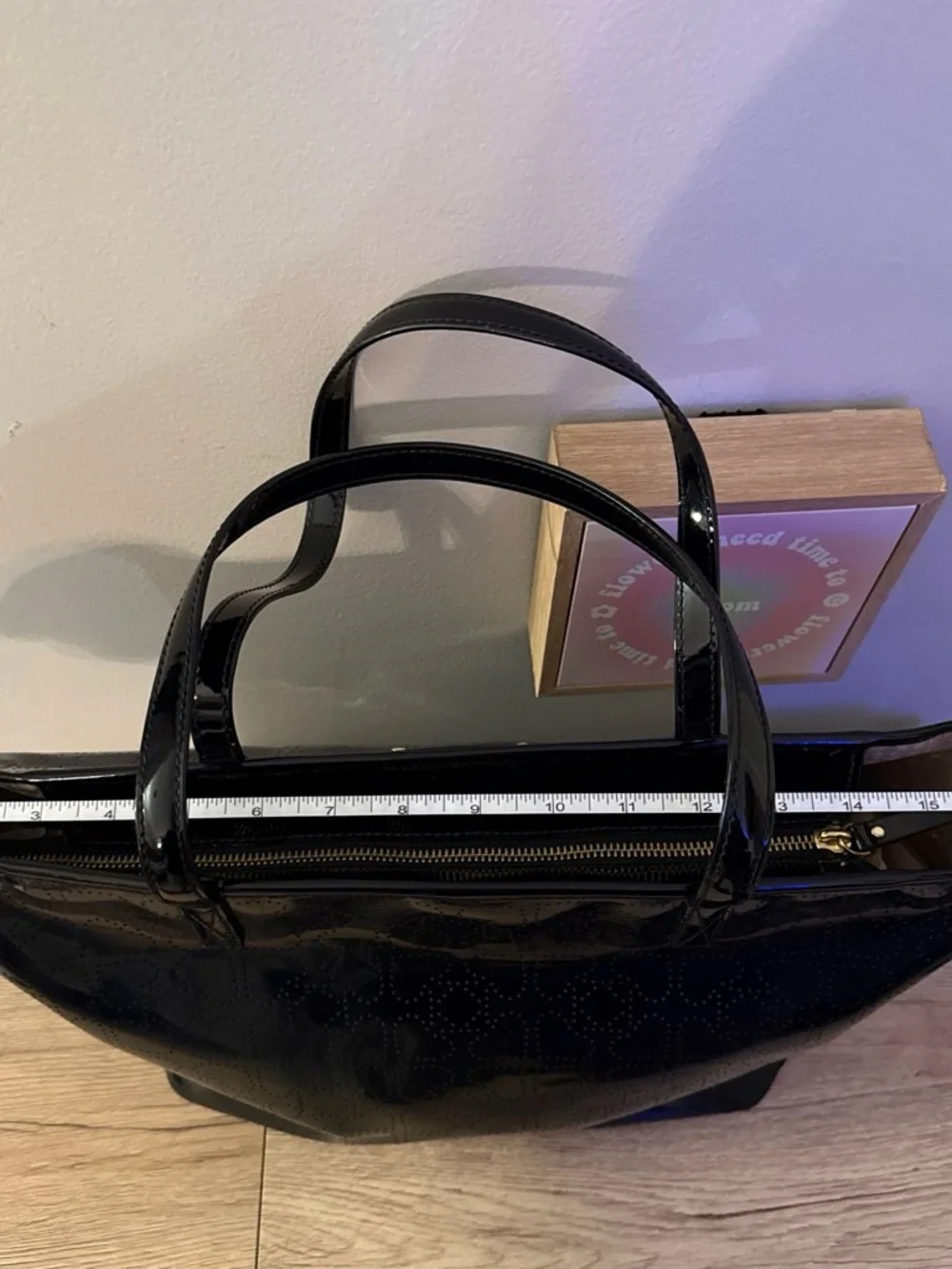 Kate Spade Black Patent Perforated Tote